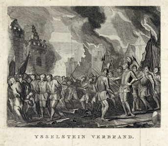 202294 Afbeelding van de brand in IJsselstein na de verovering in 1417.